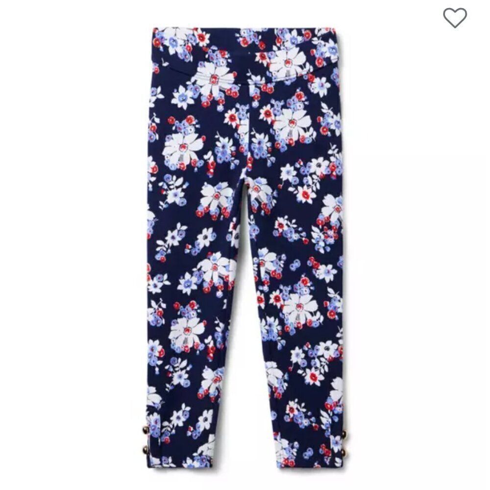 Janie and Jack 100048151 Floral Button Cuff Ponte Pant NWT 6-12 m